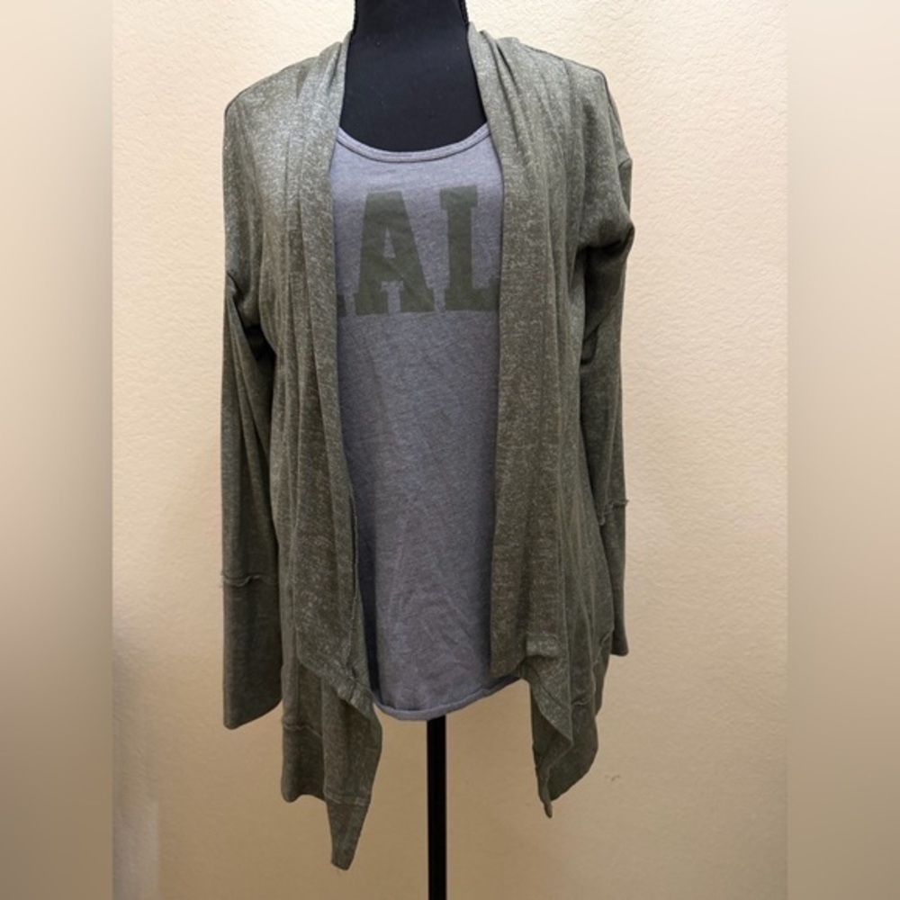 Women's Olive Green Open Front Cardigan